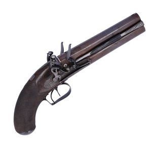 Late 18th Century Flintlock Over and Under Pistol by Tatham