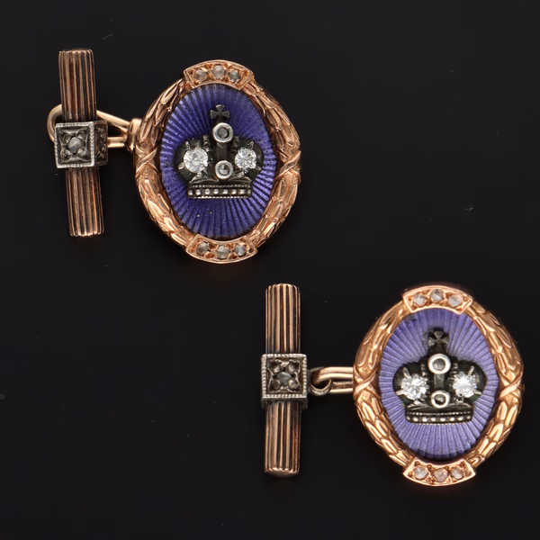 14ct Gold Fabergé Style Enamel Cufflinks