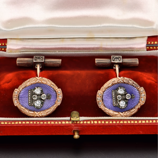 14ct Gold Fabergé Style Enamel Cufflinks