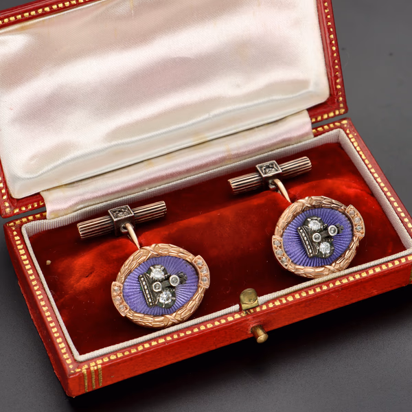 14ct Gold Fabergé Style Enamel Cufflinks