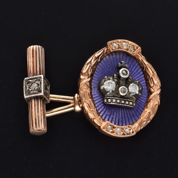 14ct Gold Fabergé Style Enamel Cufflinks