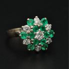 18ct Gold Vintage Emerald and Diamond Cluster Ring
