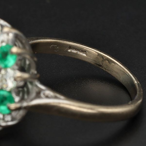 18ct Gold Vintage Emerald and Diamond Cluster Ring
