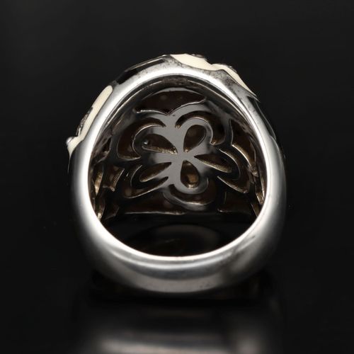 Belle Etoile Silver Black and White Enamel Ring image-4