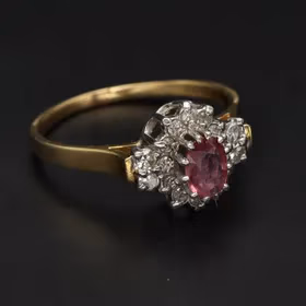 18ct Gold Diamond Pink Sapphire Ring