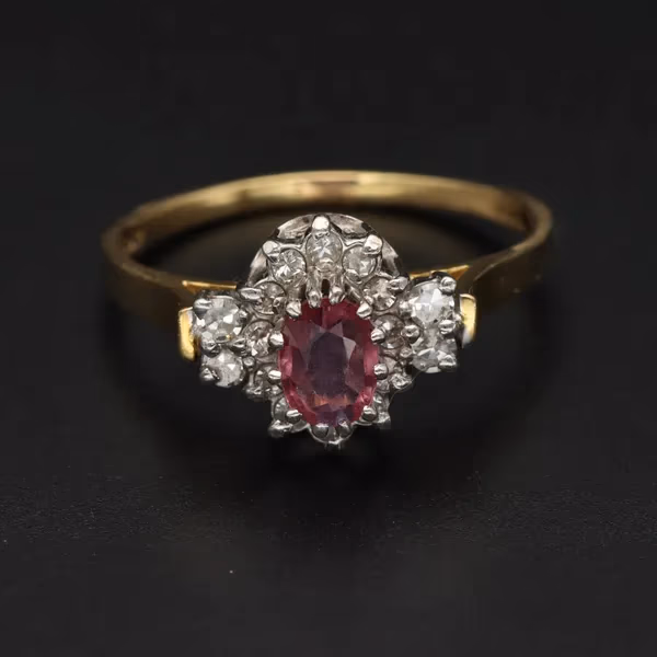 18ct Gold Diamond Pink Sapphire Ring