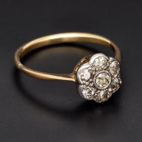 Gold and Diamond Flower Cluster Ring
