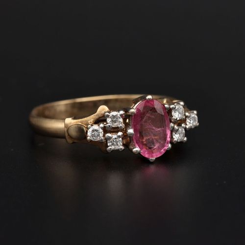 Adjustable Gold Pink Sapphire Diamond Ring. image-1