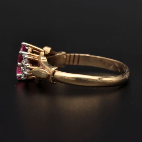 Adjustable Gold Pink Sapphire Diamond Ring. image-3