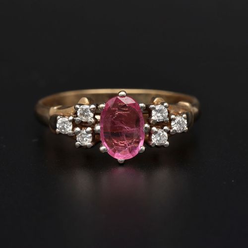 Adjustable Gold Pink Sapphire Diamond Ring. image-2