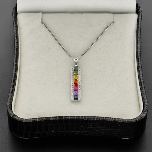 18ct Gold Diamond and Multi Coloured Sapphire Pendant
