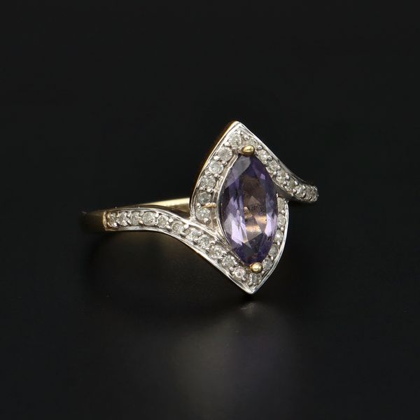 Gold Tanzanite and Diamond Deco Design Ring