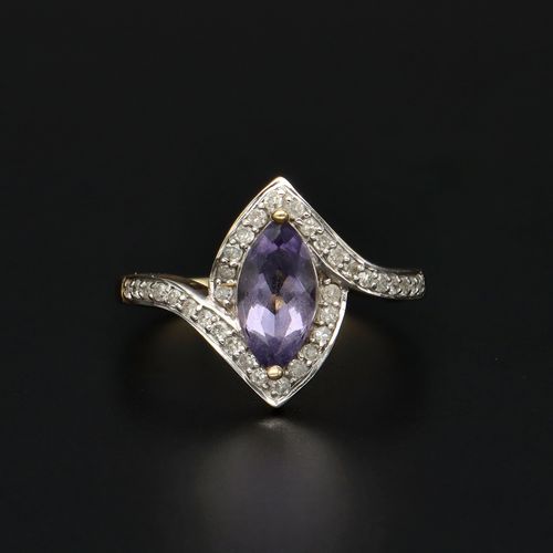 Gold Tanzanite and Diamond Deco Design Ring image-2