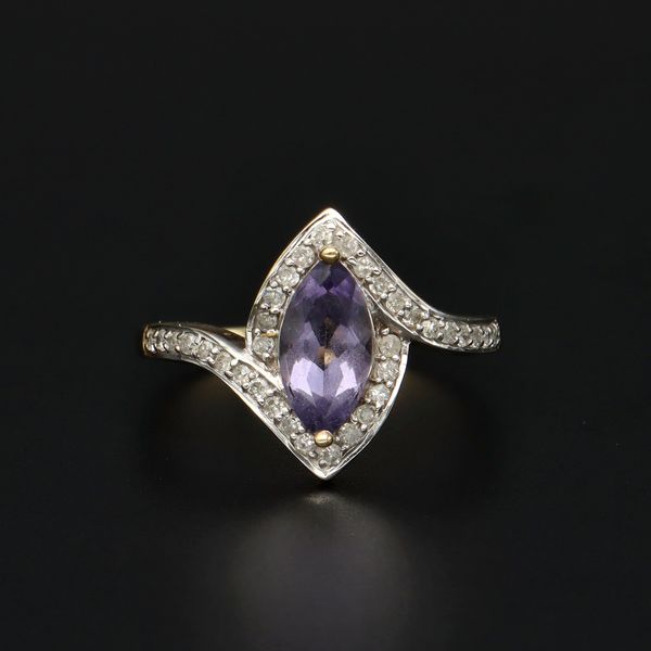 Gold Tanzanite and Diamond Deco Design Ring