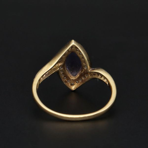 Gold Tanzanite and Diamond Deco Design Ring