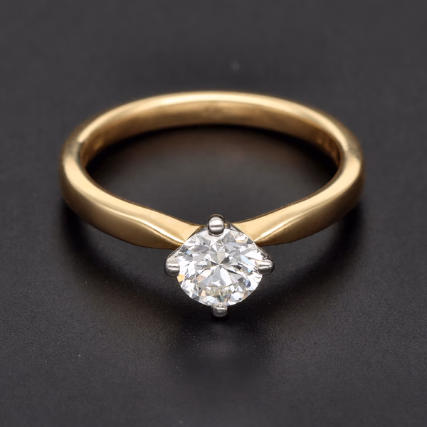 18ct Yellow Gold & Platinum 0.65ct Diamond Solitaire Ring