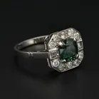 Platinum Teal Sapphire and Diamond Ring