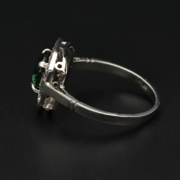 Platinum Teal Sapphire and Diamond Ring
