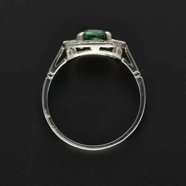 Platinum Teal Sapphire and Diamond Ring
