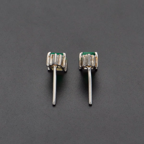 18ct White Gold Emerald & Diamond Earrings