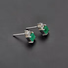 18ct White Gold Emerald & Diamond Earrings