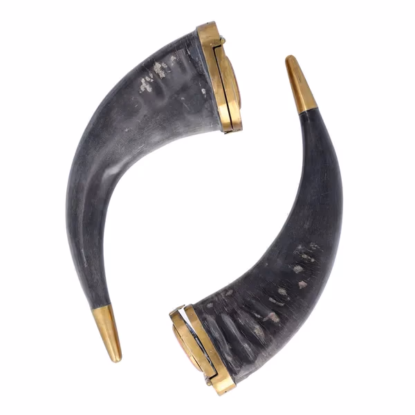 Pair of 19th Century Horn Flasks