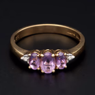9ct Gold Amethyst Diamond Ring