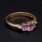 9ct Gold Amethyst Diamond Ring