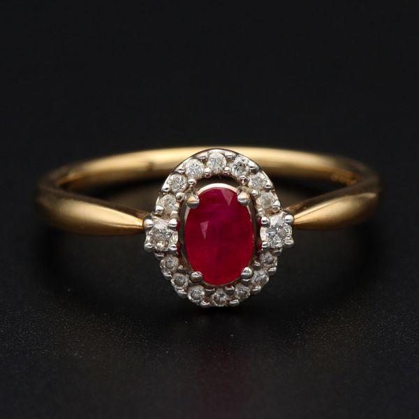 Vintage 9ct Gold Ruby and Diamond Ring