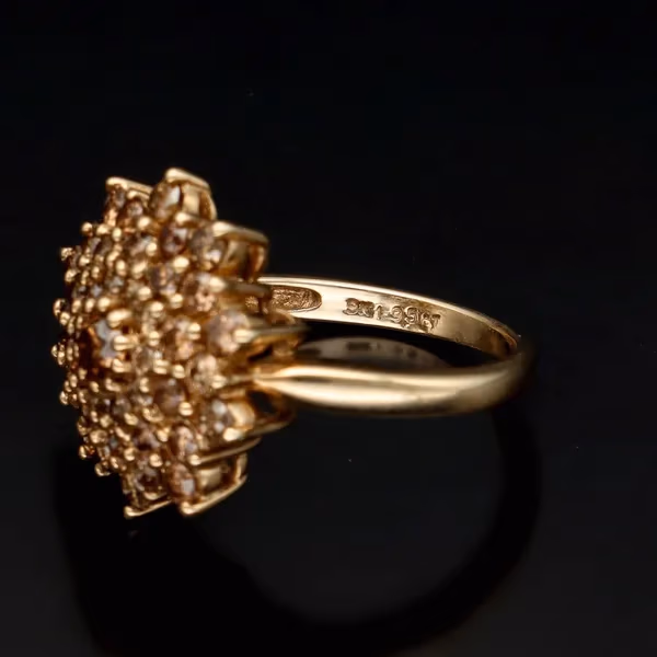 9ct Gold Brown Diamond Cluster Ring