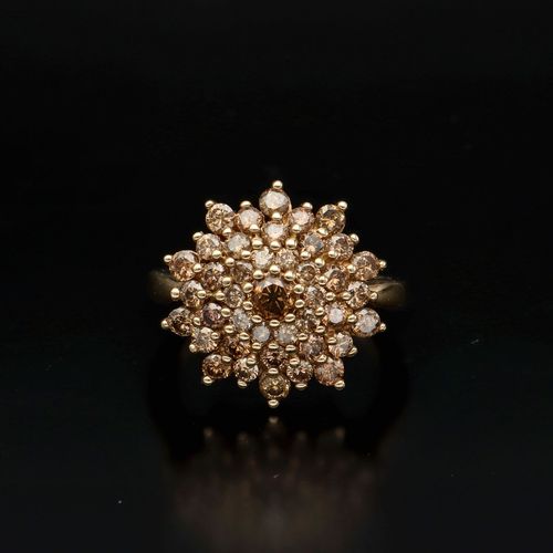 9ct Gold Brown Diamond Cluster Ring image-2