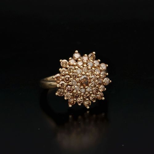 9ct Gold Brown Diamond Cluster Ring image-1