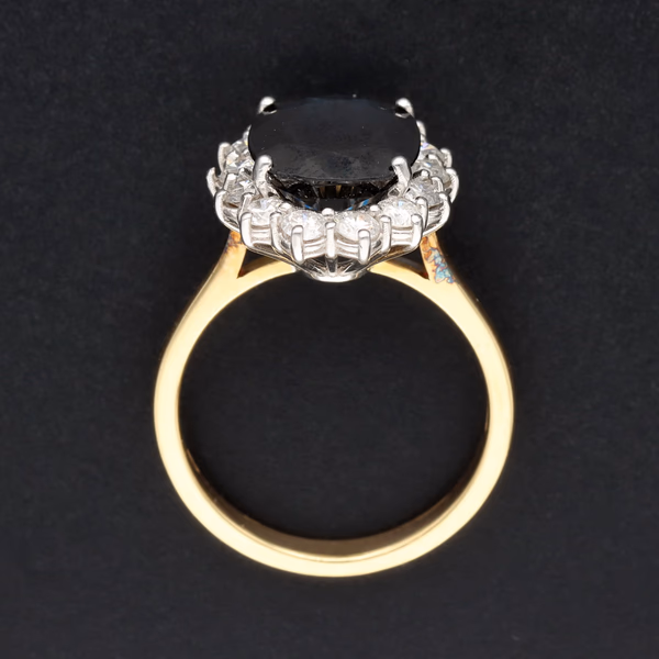 18ct Yellow & White Gold Sapphire & Diamond Cluster Ring