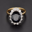 18ct Yellow & White Gold Sapphire & Diamond Cluster Ring