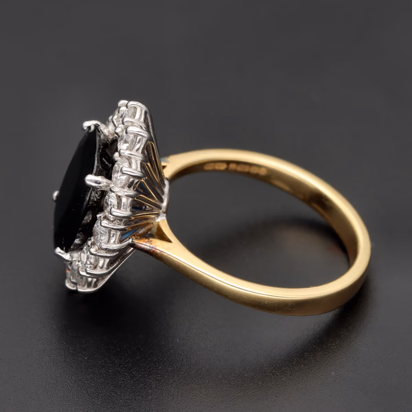 18ct Yellow & White Gold Sapphire & Diamond Cluster Ring