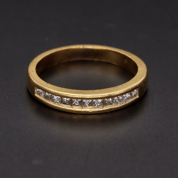 18ct Yellow Gold Princess Cut Diamond Half Eternity Ring