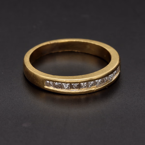 18ct Yellow Gold Princess Cut Diamond Half Eternity Ring