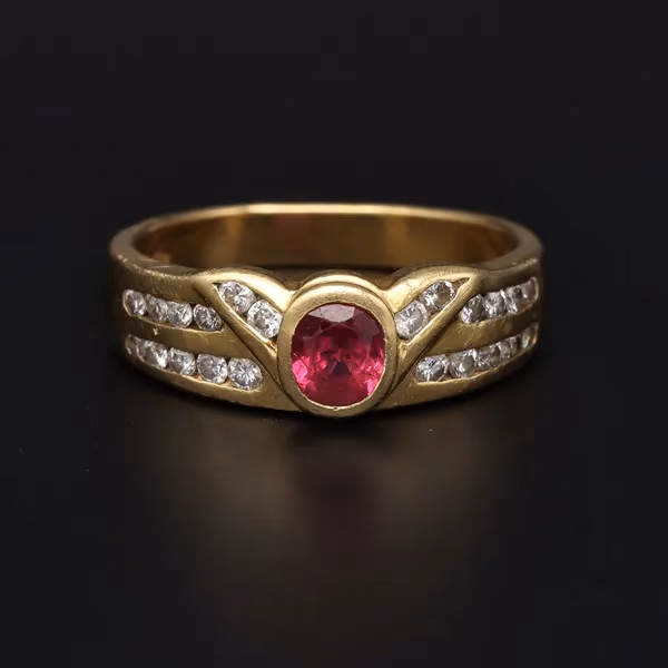 18ct Yellow Gold Ruby & Diamond Ring