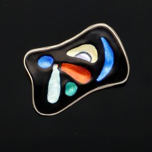 Norwegian Oystein Balle Silver and Enamel Abstract Brooch
