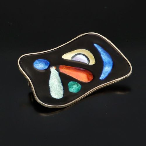 Norwegian Oystein Balle Silver and Enamel Abstract Brooch image-3