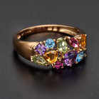9ct Gold Multi Gemstone Cluster Statement Ring.