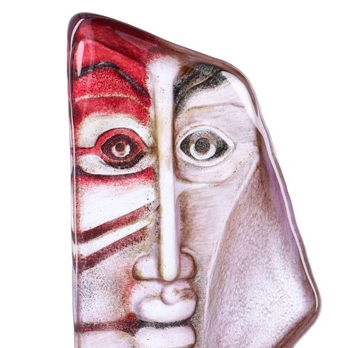 Vintage Maleras Abstract Swedish Art Glass Face Sculpture image-2