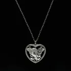 Georg Jensen Bird and Wheat Ear Heart Shaped Pendant Necklace