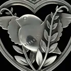 Georg Jensen Bird and Wheat Ear Heart Shaped Pendant Necklace