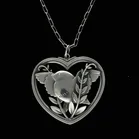 Georg Jensen Bird and Wheat Ear Heart Shaped Pendant Necklace