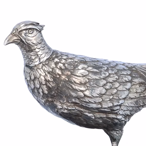 Edwardian German Silver Table Model of a Pheasant