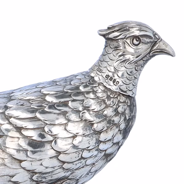 Edwardian German Silver Table Model of a Pheasant