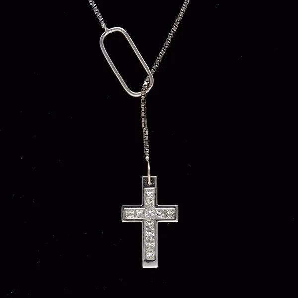 Gucci 18ct White Gold Diamond Cross Necklace