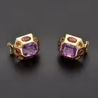 18ct Yellow Gold Gemset Topaz & Amethyst Earrings