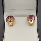 18ct Yellow Gold Gemset Topaz & Amethyst Earrings